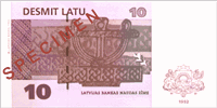 10 Latvian lati (Reverse)