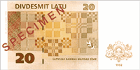 20 Latvian lati (Reverse)