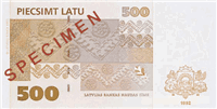 500 Latvian lati (Reverse)